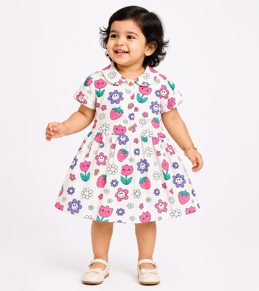 Peter Pan Collar Frocks (Berries and Purple Smiley)