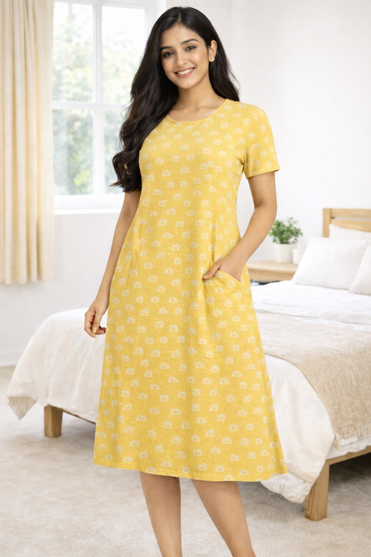 Women's Long  A-Line Top (Elegant Yellow)