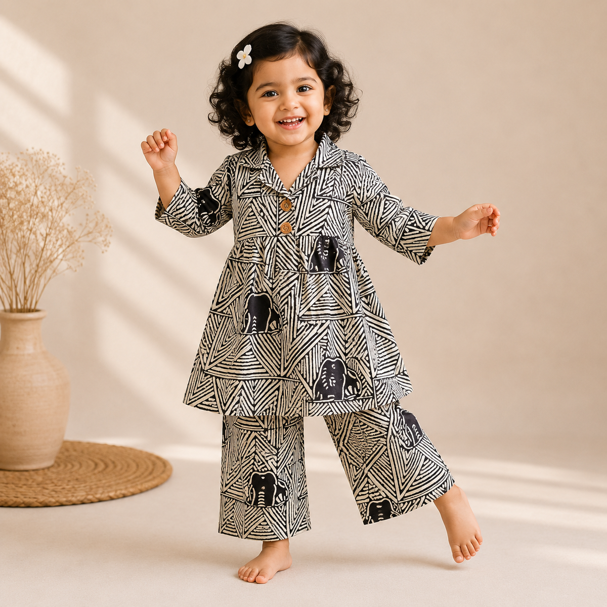 Girls Casual Cotton Printed Peplum Top & Pant Co-ord Set (0-11 Yrs) (C019)