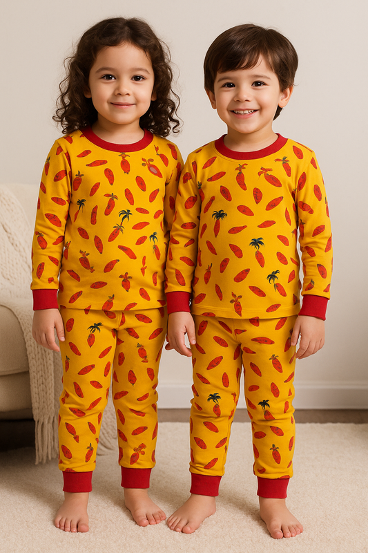 Kids’ Loungewear Winter set (Yellow Red)(3-7 Yrs)