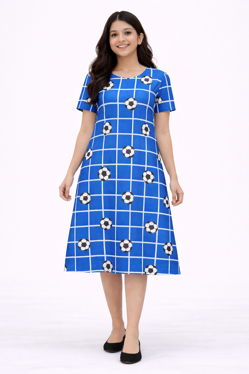 Women's Long  A-Line Top (Blue & Balls)