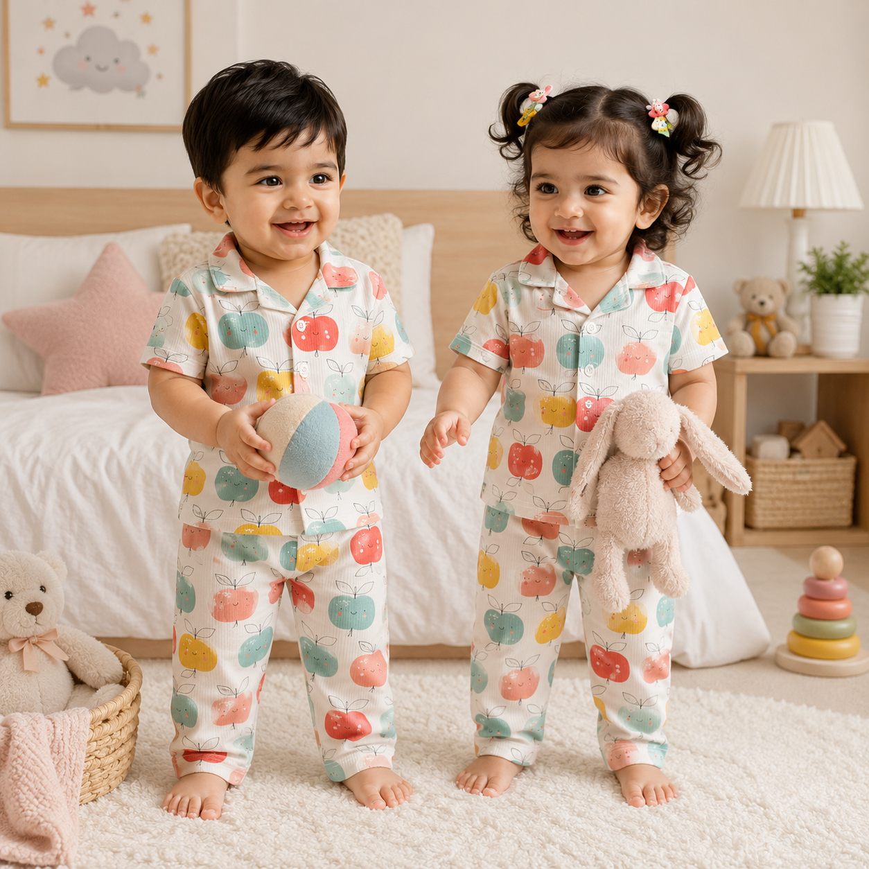 Premium Ribbed Collar Sets (Colorful Apples)