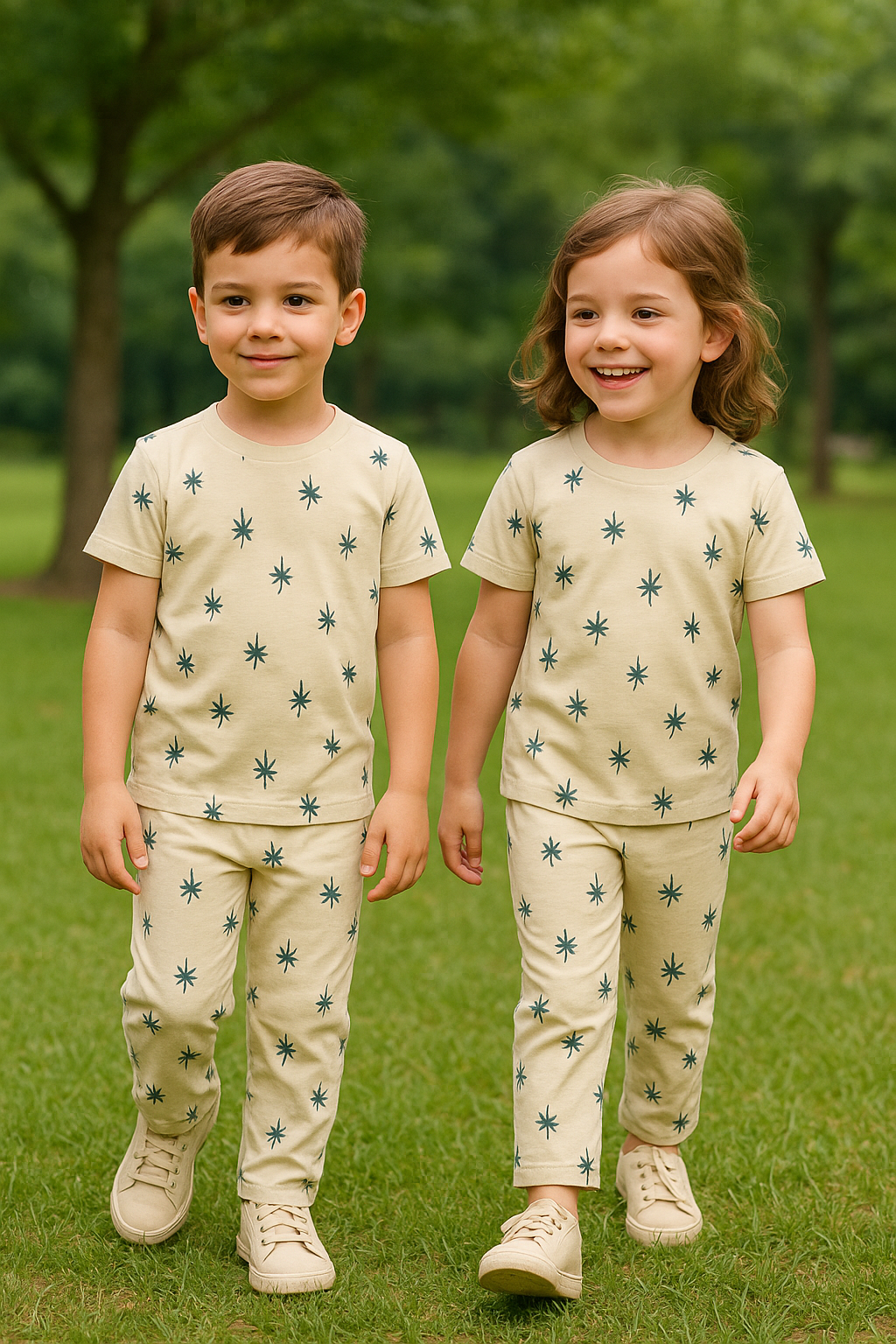 Premium Shorts sleeves Tshirt with Pant (Beach Vibe Tree)(3-7 Yrs)