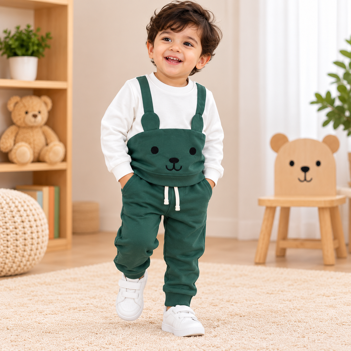 Korean Winter Set for Toddlers & Kids - Teal & Cream Teddy(KW001)