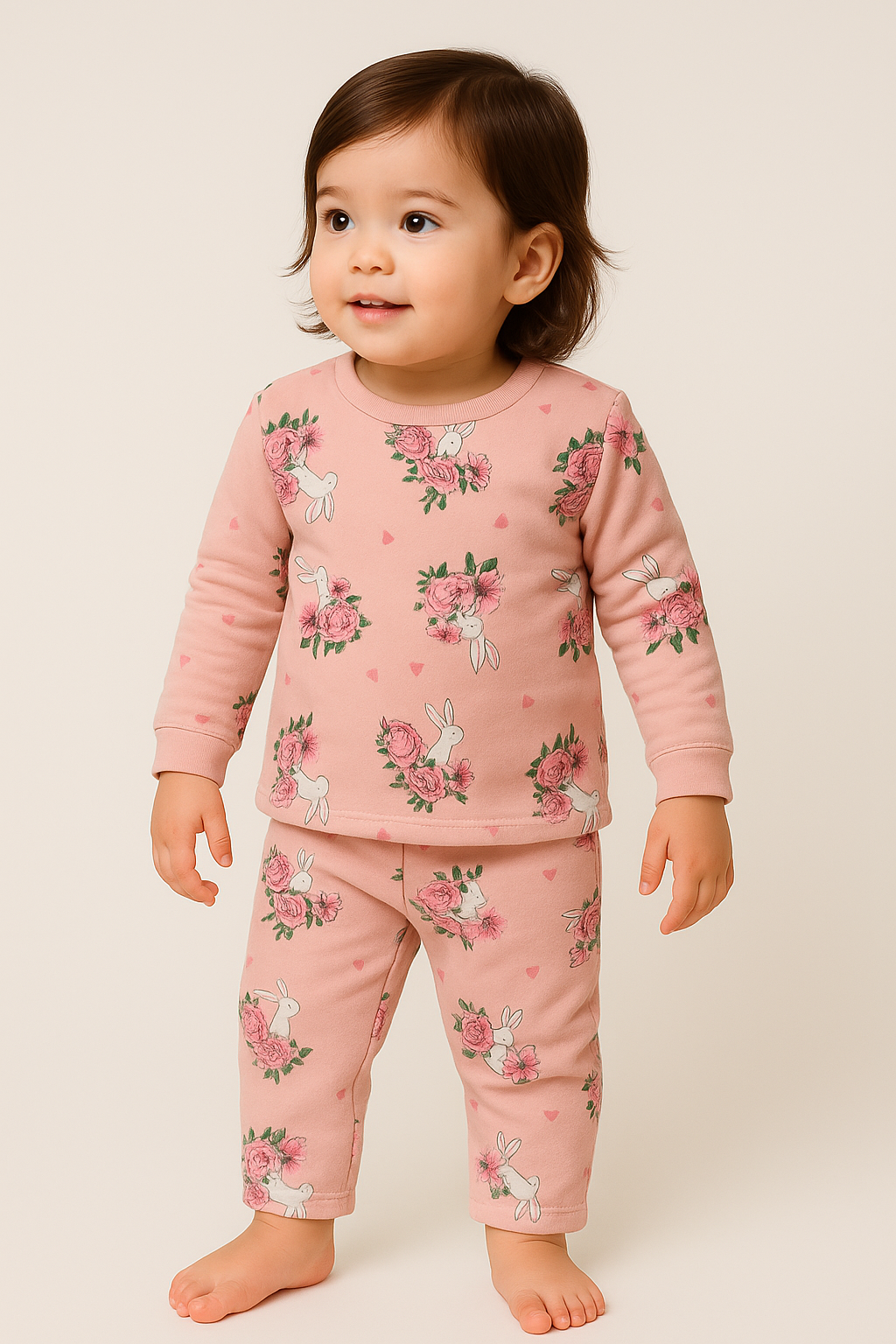 Kids’ Loungewear Winter set (Rabbit Floral)  (2-10 Yrs)