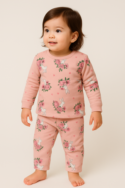 Kids’ Loungewear Winter set (Rabbit Floral)  (2-10 Yrs)