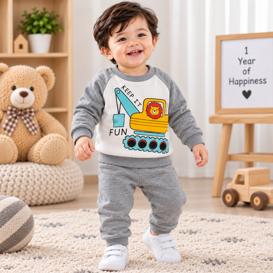 Premium Fleece Winter T-Shirt With Cuffed Pant (Keep It Fun )