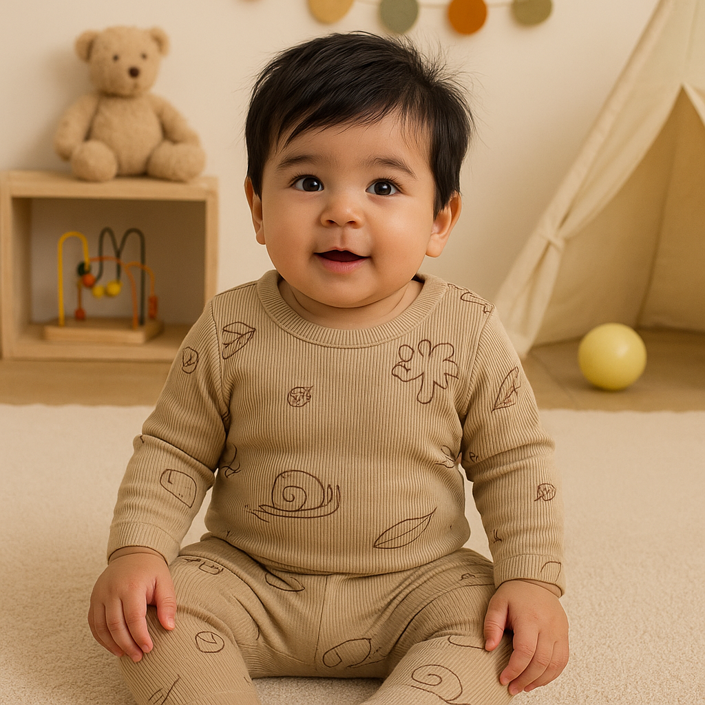 Premium Full sleeves Ribbed Tshirt with Pant (Snail Baby)
