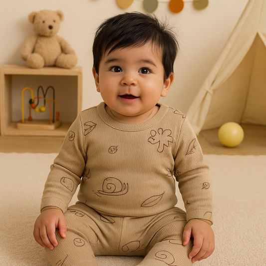 Premium Full sleeves Ribbed Tshirt with Pant (Snail Baby)