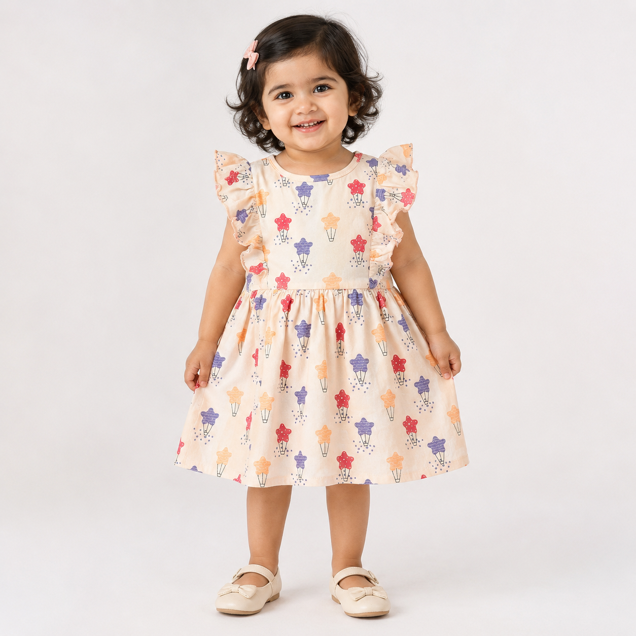 Sleeveless Frill  Frocks (Peach Star Parachutes)