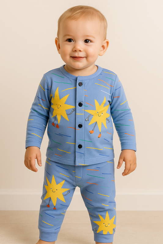Premium Full sleeves Front Open Tshirt with Pant(Star Baby)(0-24 Months)