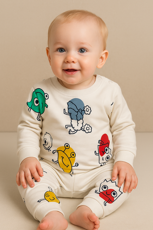 Cozy Comfort: Kids’ Loungewear Winter set (Furry White) (Fleece)