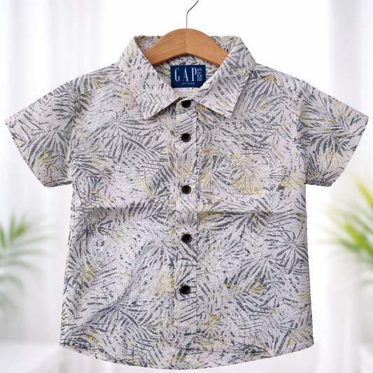 Airport - Premium Casual Cotton Front open Shirt (Sand Grey  Leaf)