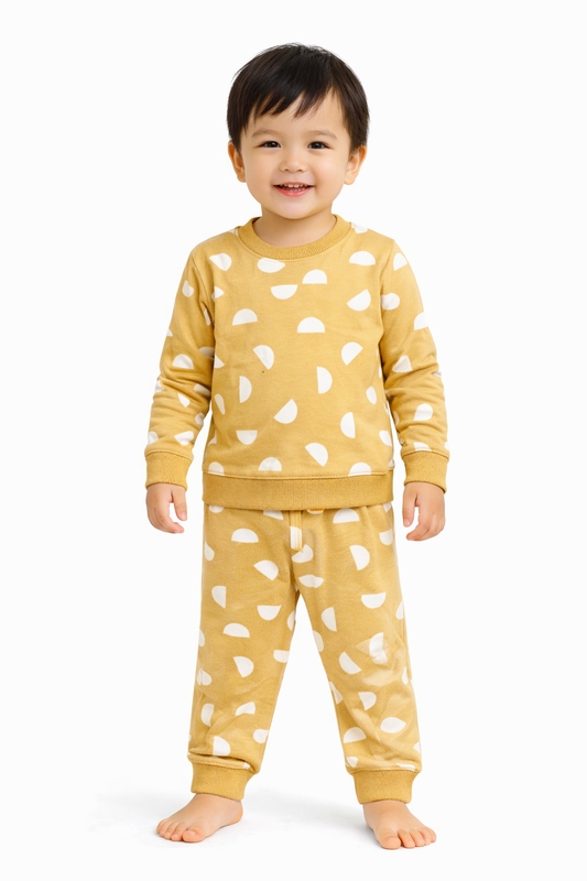 Premium Winter Full sleeves Tshirt with Pant (Yellow 🟡 Moons)