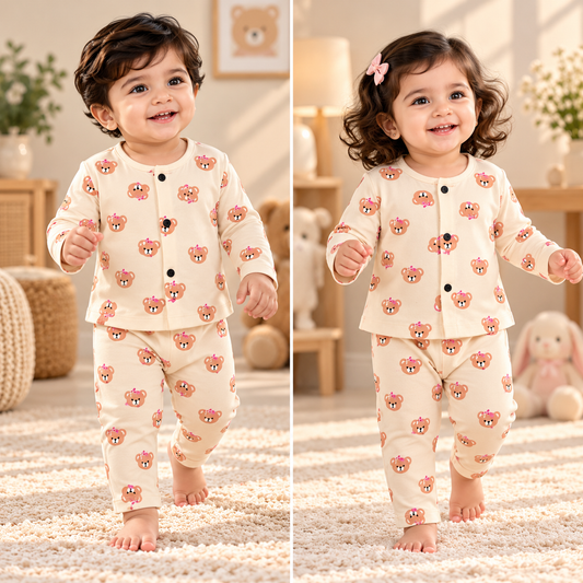 Kid's Front Open Lounge Wear Sets (Bear 🐻) (F006)