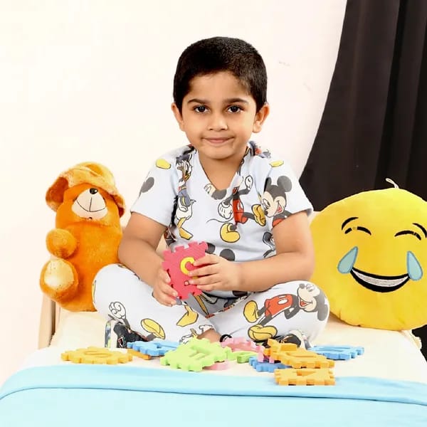 Half Sleeves Pajama Set (Blue Micky) - sanright