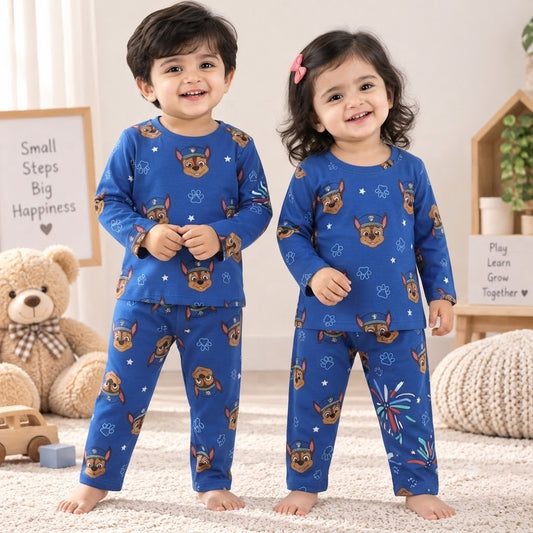 Premium Full sleeves Tshirt with Pant (Blue Paw Patrol )