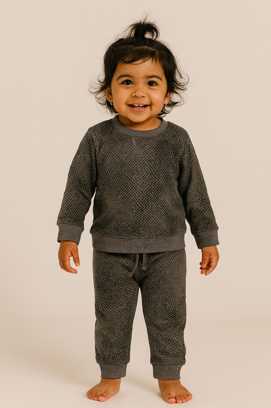 Premium Winter Full sleeves Tshirt with Pant (Charcoal Black blocks)