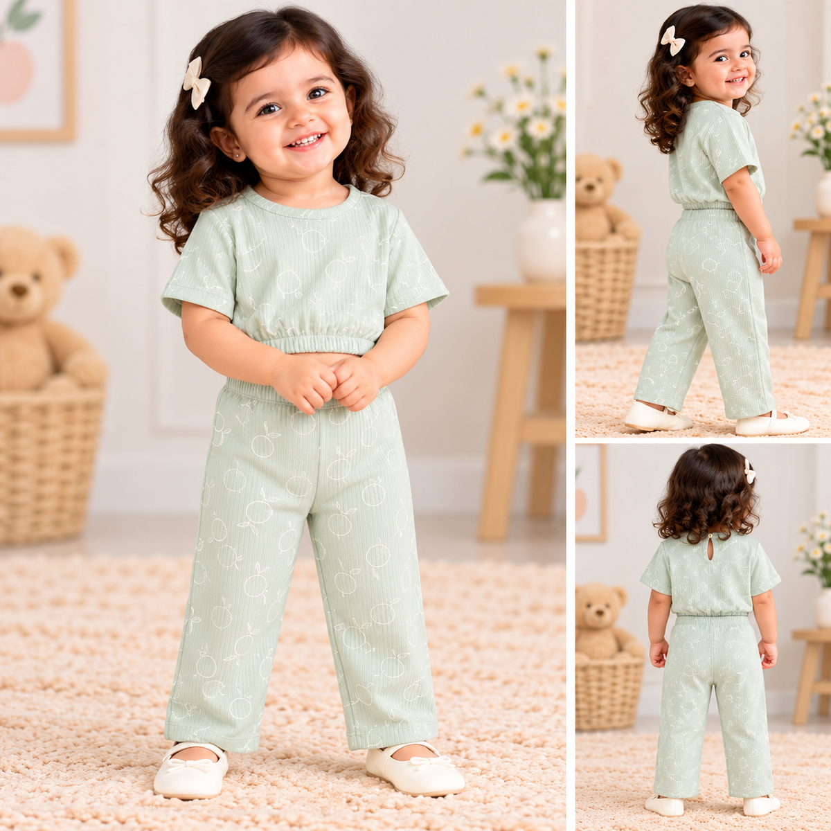 Crop Top & Pant Set ( Green Apple)