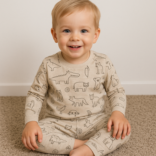 Premium Full sleeves Tshirt with Pant (Grey Animals) (Yr)