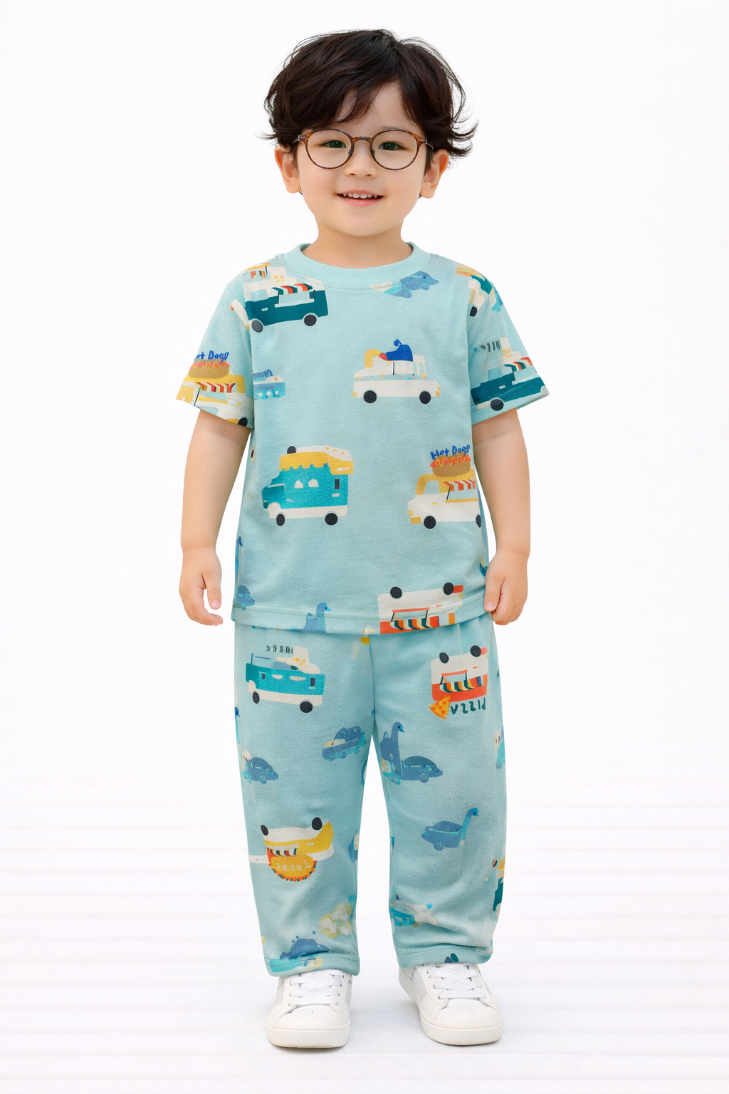 Premium Cotton Half sleeves Tshirt with Pant (Transport Theme)