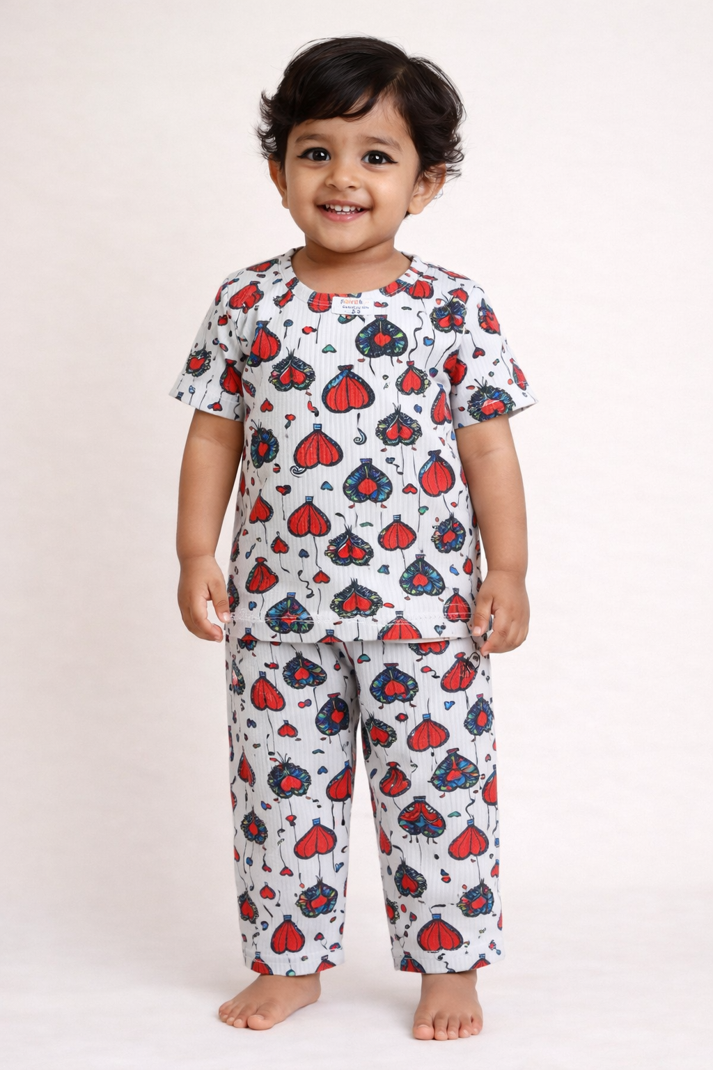 Half sleeves Tshirt with Pant (Red and Blue Parachute Hearts)