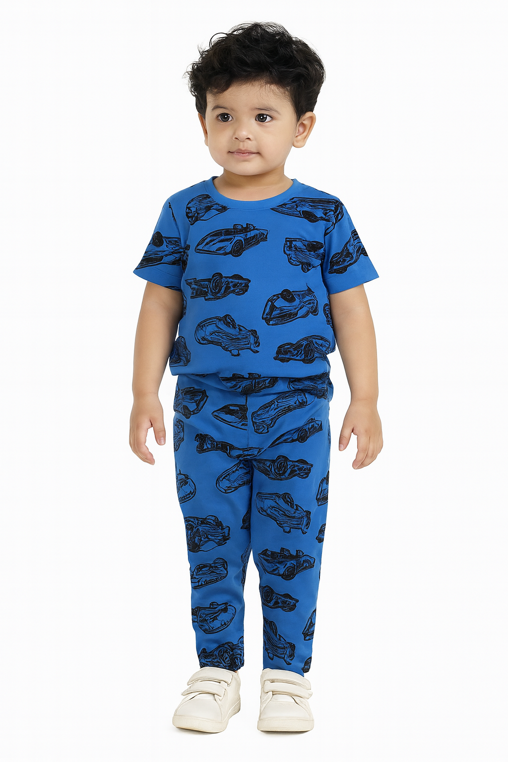 Half Sleeves Pajama Set (Blue Car)