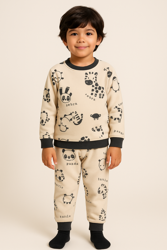 Exclusive Winter Wear (Beige Animals) (Heavy FLEECE)