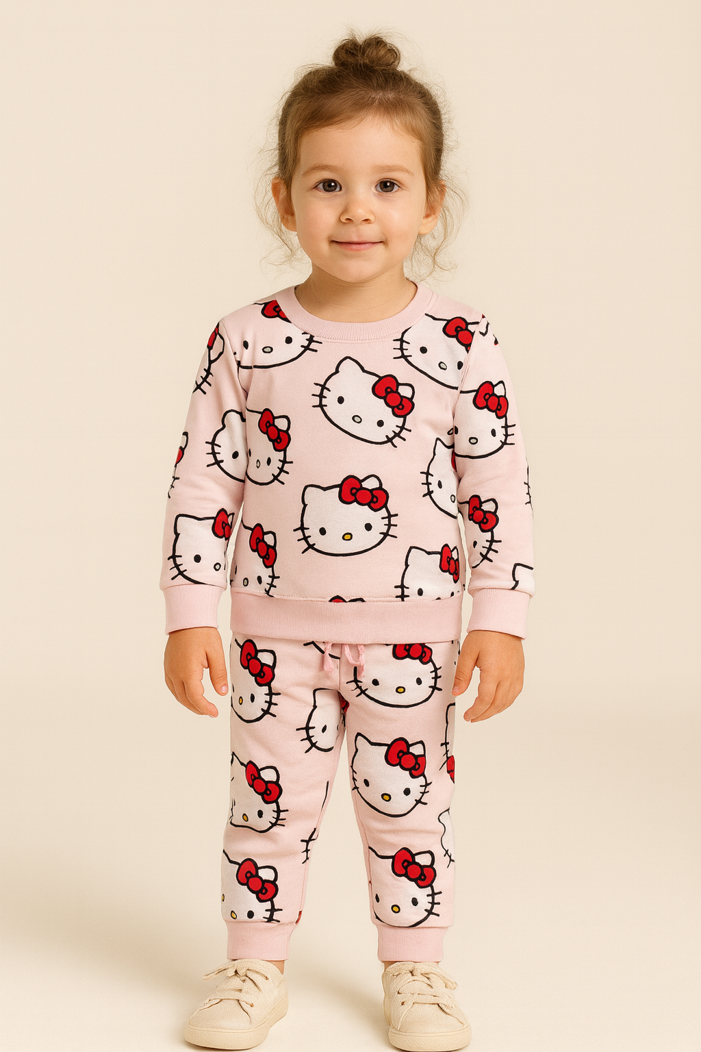 Premium Winter Full sleeves Tshirt with Pant (Pink Kitty)