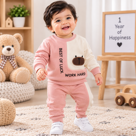 Premium Fleece Winter T-Shirt With Cuffed Pant (Best Of Luck)