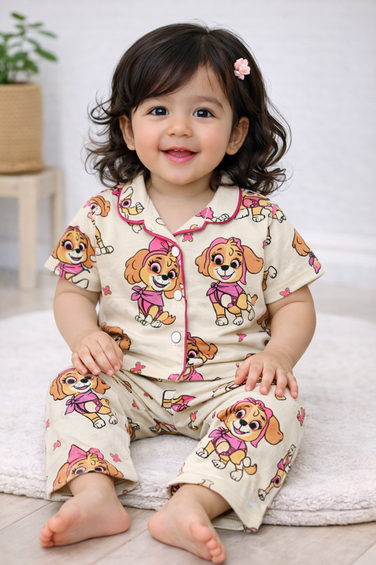 Premium Half Sleeves Collar Cotton Tshirt with Pant (Skye)