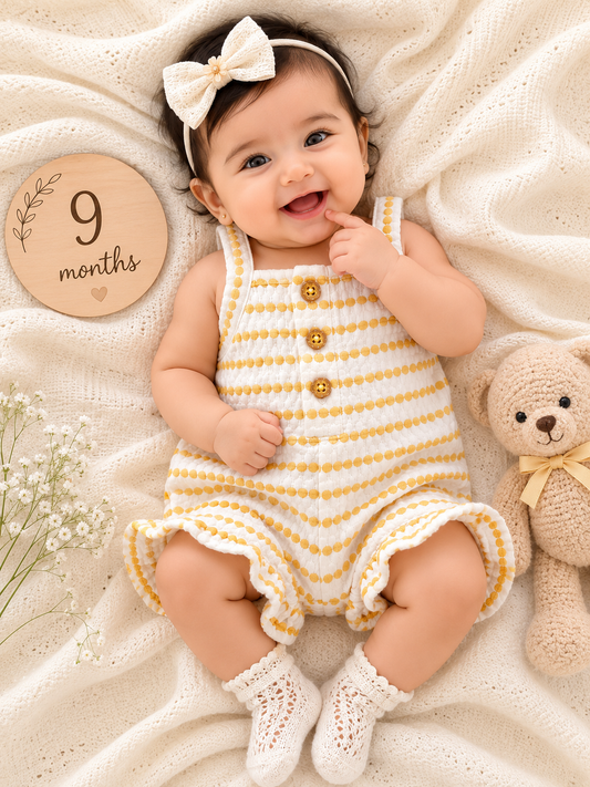 Infant Rompers for Photoshoot (White Gold Stripes)