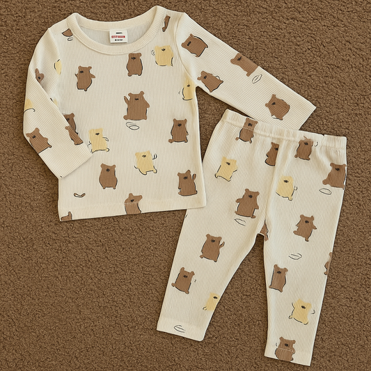 Premium Full sleeves Ribbed Tshirt with Pant (Masha & the Bear)