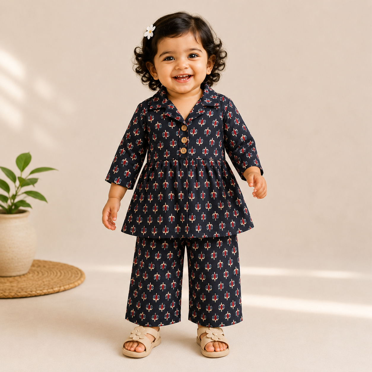 Girls Casual Cotton Printed Peplum Top & Pant Co-ord Set (0-11 Yrs) (C017)