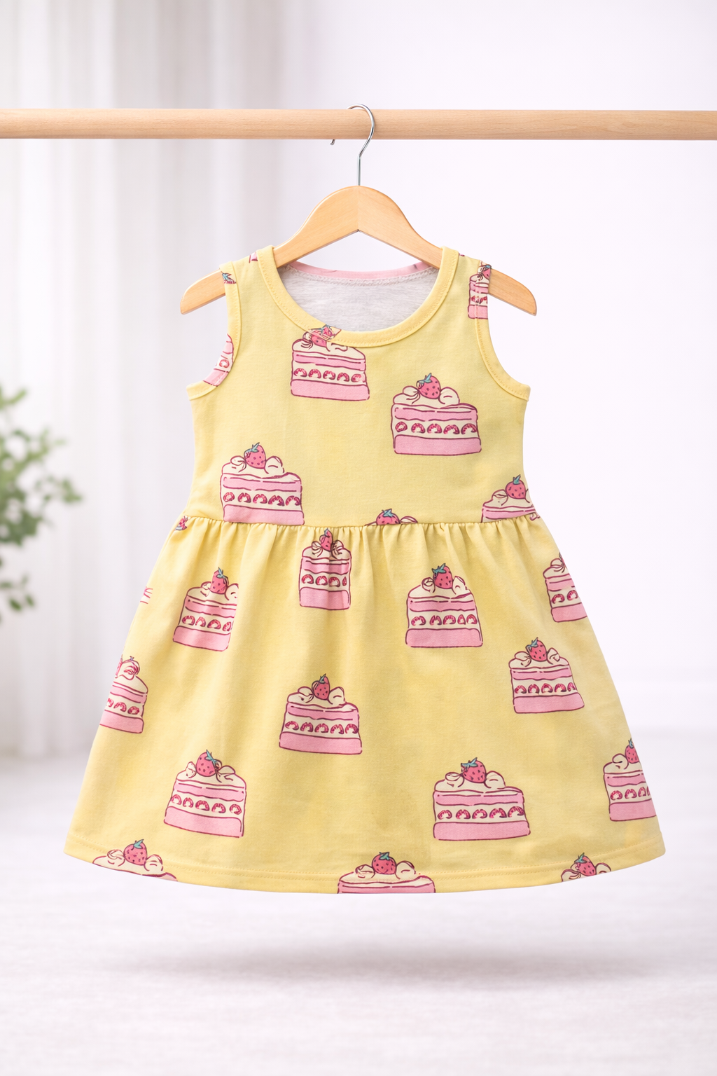 Sleeveless Cotton Frocks ( Yellow Cakes)