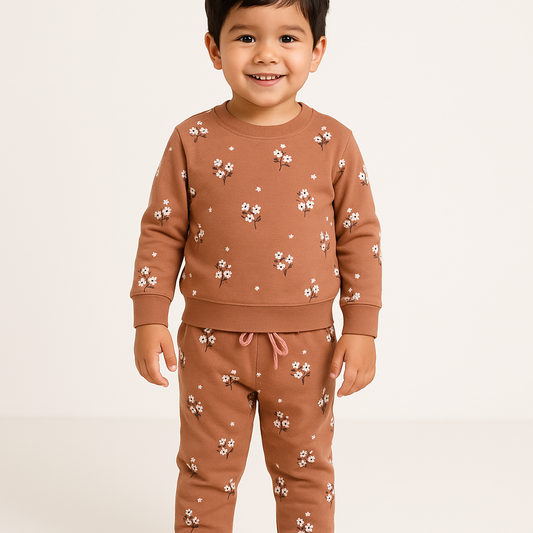 Premium Winter Full sleeves Tshirt with Pant (Brown Bunch)