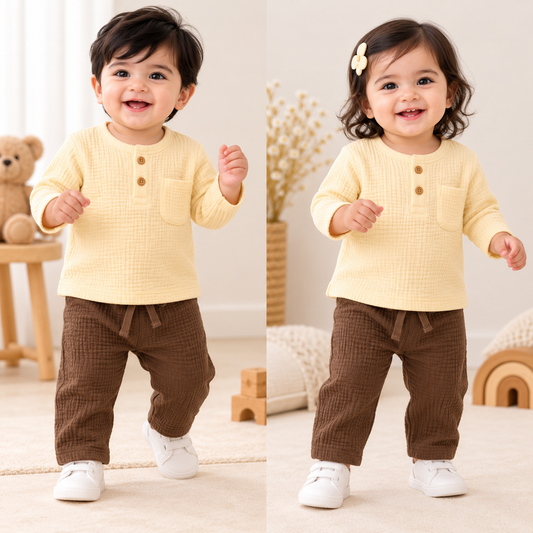 Airport - Kids Muslin Double Gauze Full-Pant Set (Cute Chick)