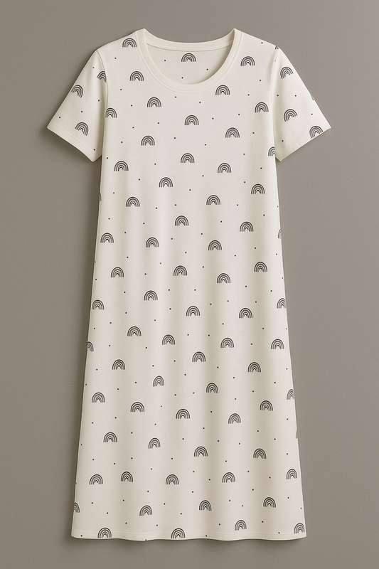 Women's Long POLO A-Line Top (Black Rainbow)