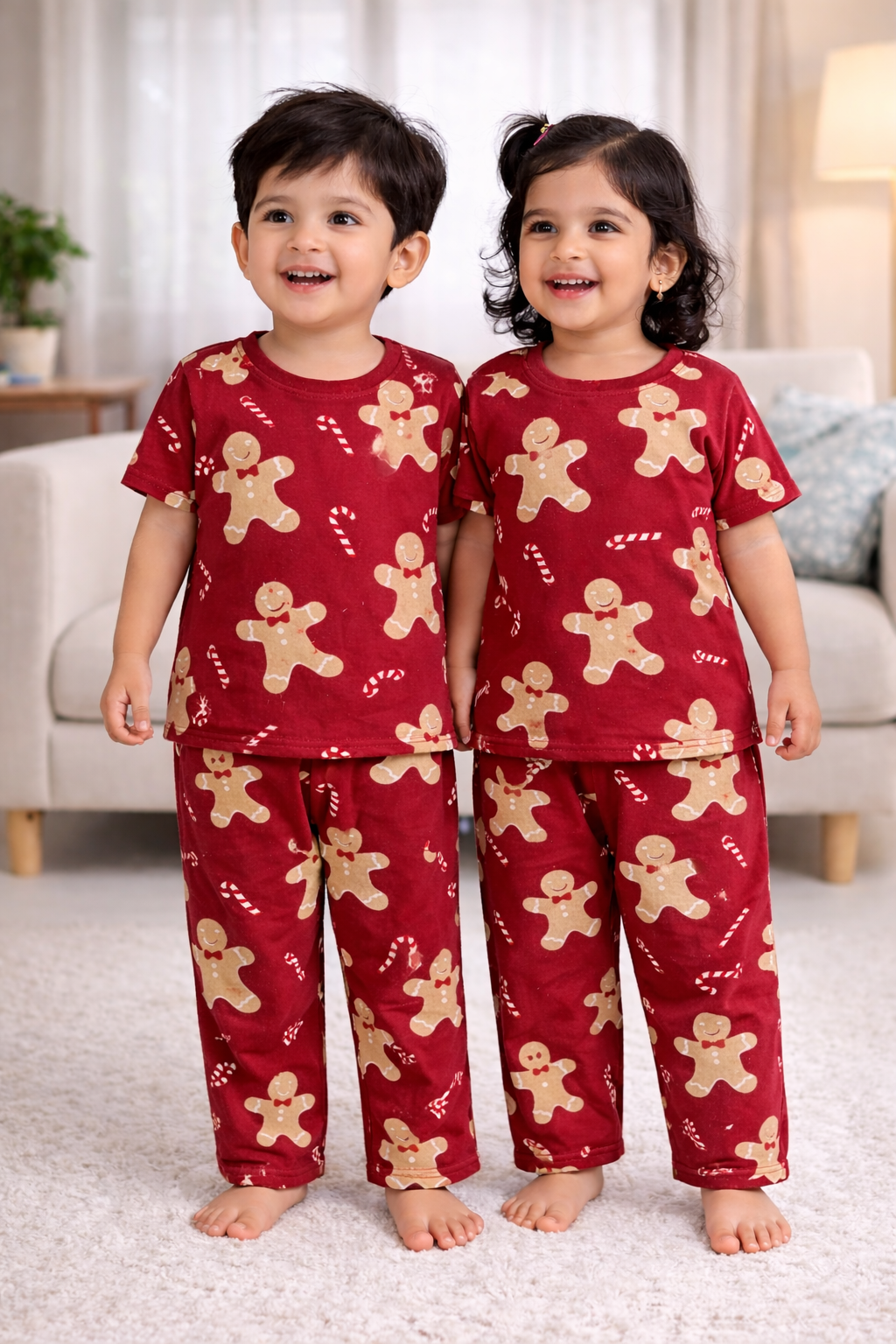 (CP011) - Premium Cotton Half sleeves Tshirt with Pant (Gingerbread)