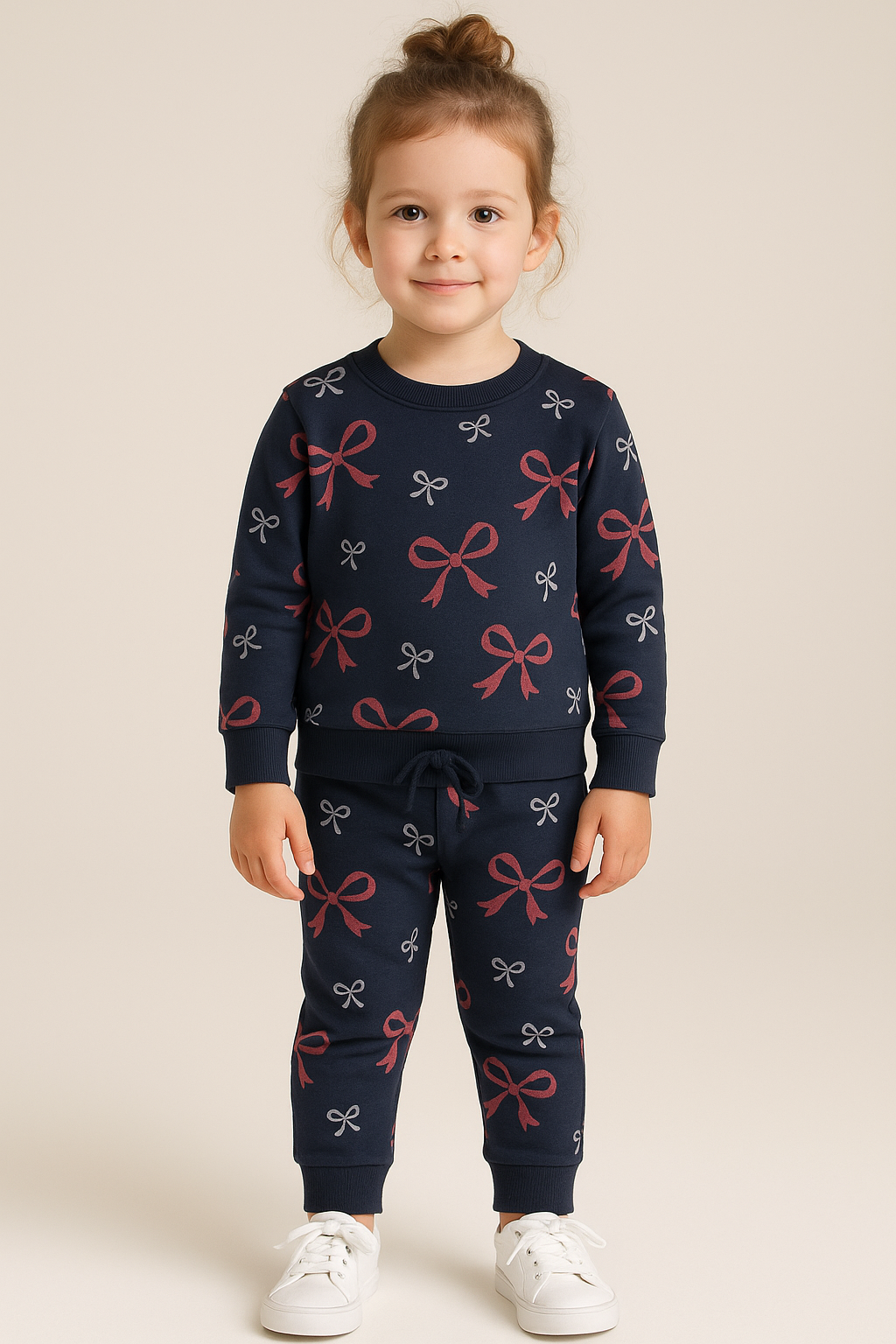 Premium Winter Full sleeves Tshirt with Pant (Navy BOW)