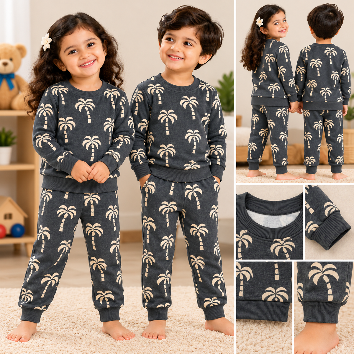 Premium Winter Full Sleeves T-Shirt with Pant (Navy Tress)