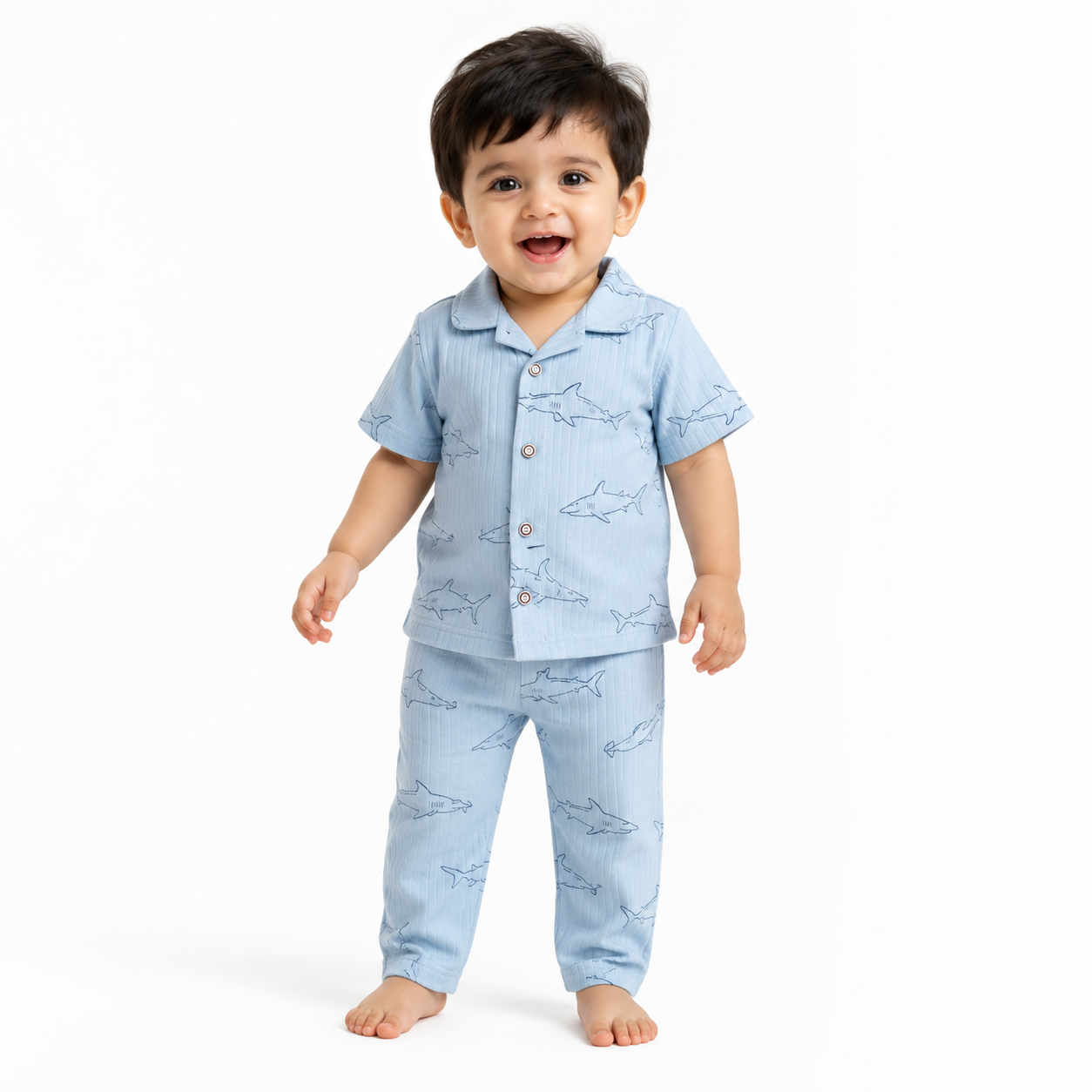 Premium Ribbed Collar Sets (Light Blue Fish)