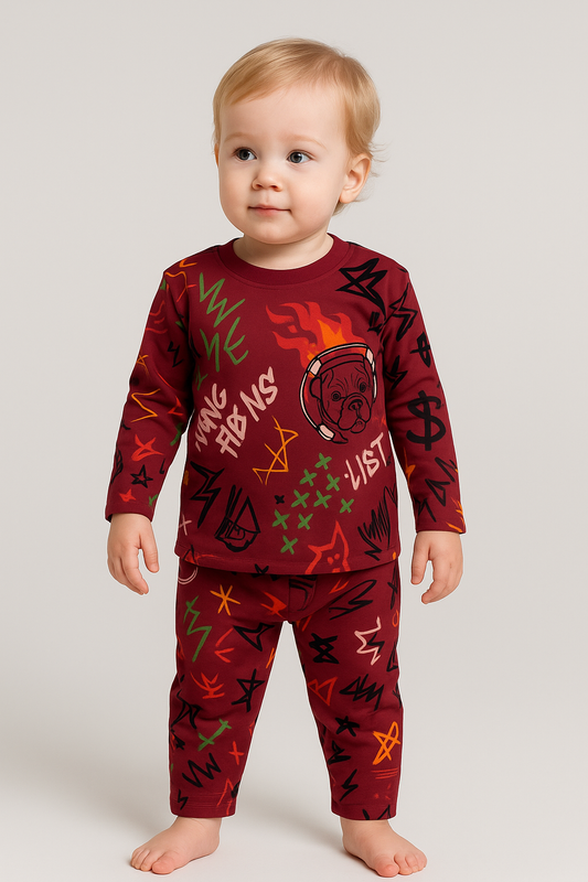 Kids’ Loungewear Winter set (Reddish Maroon)(2-5 Yrs)