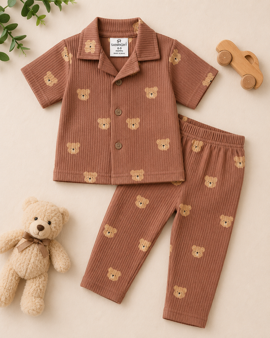 Premium Ribbed Collar Sets (Brown Teddy Face)