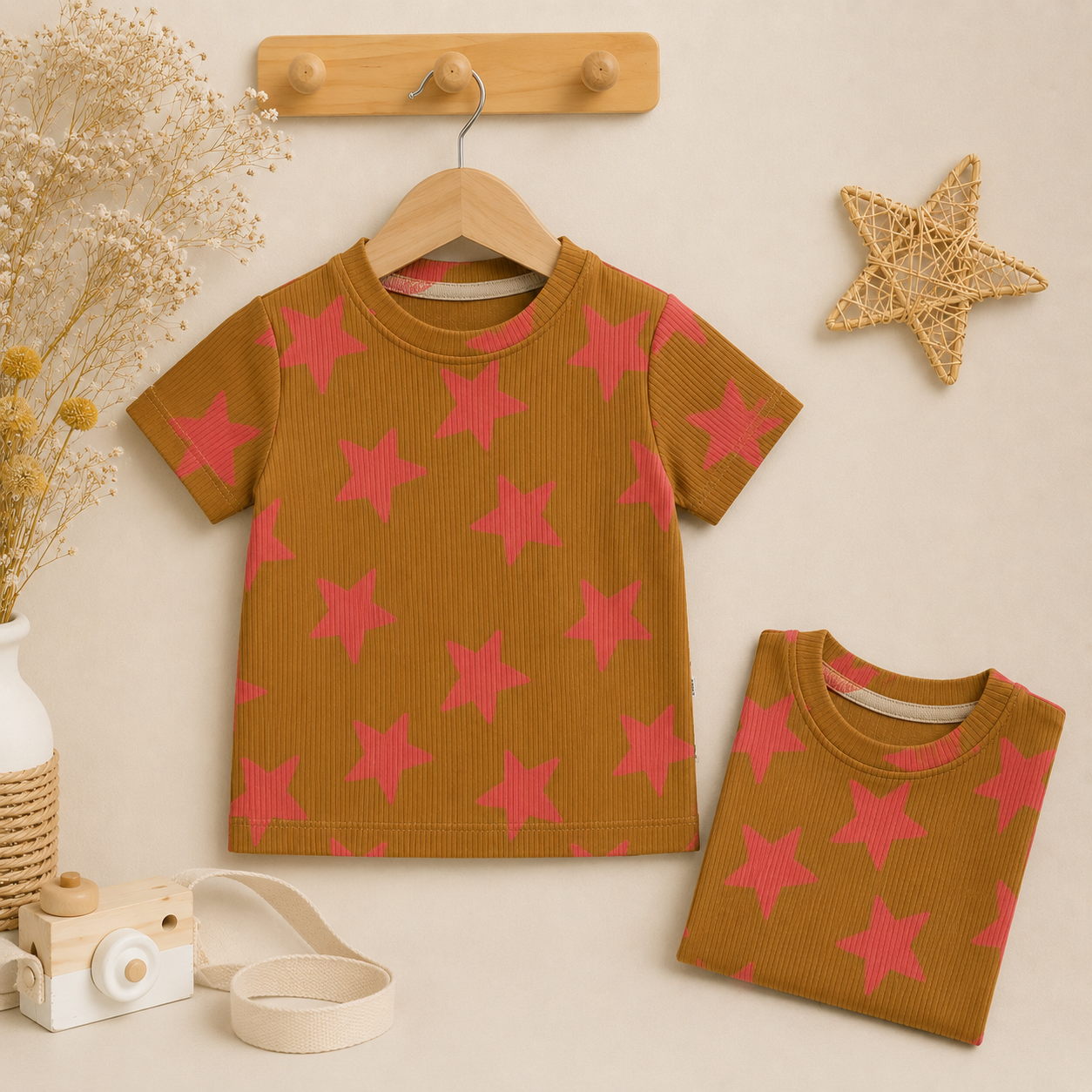 Premium Half  Sleeves Ribbed  Tshirt ( Big Star)