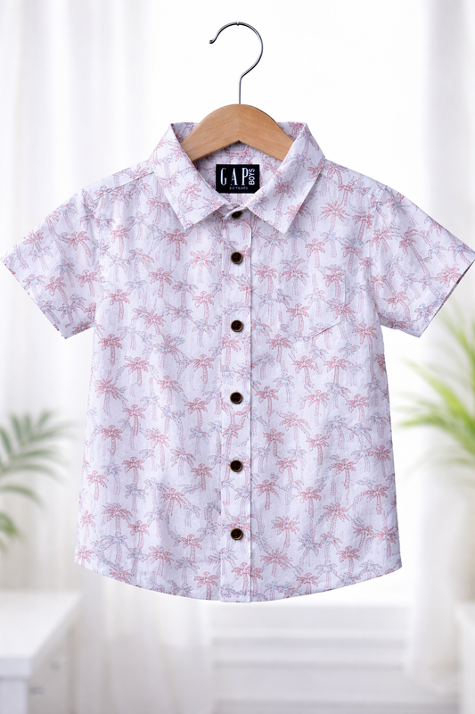 Airport - Premium Casual Cotton Front open Shirt (Pink Cocount  Tress)