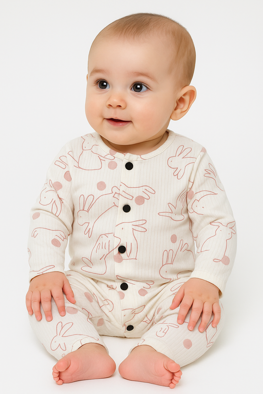 Front Open Full sleeves Ribbed Tshirt with Pant (Burgundy Rabbit)