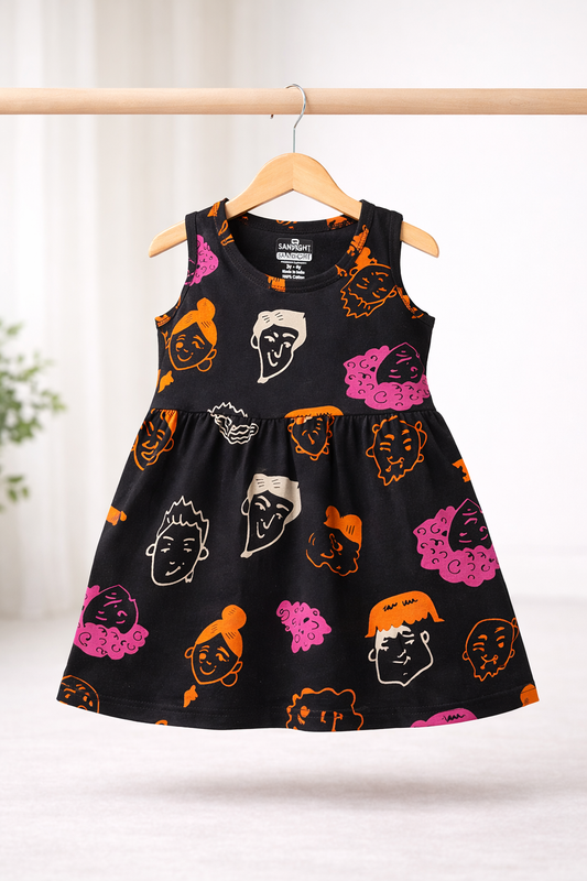 Sleeveless Cotton Frocks (Black Face)