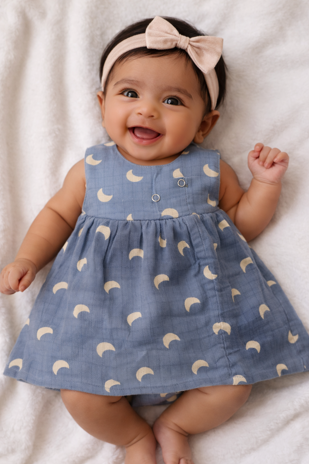 Infant Muslin  Frocks (Grey Half Moons)