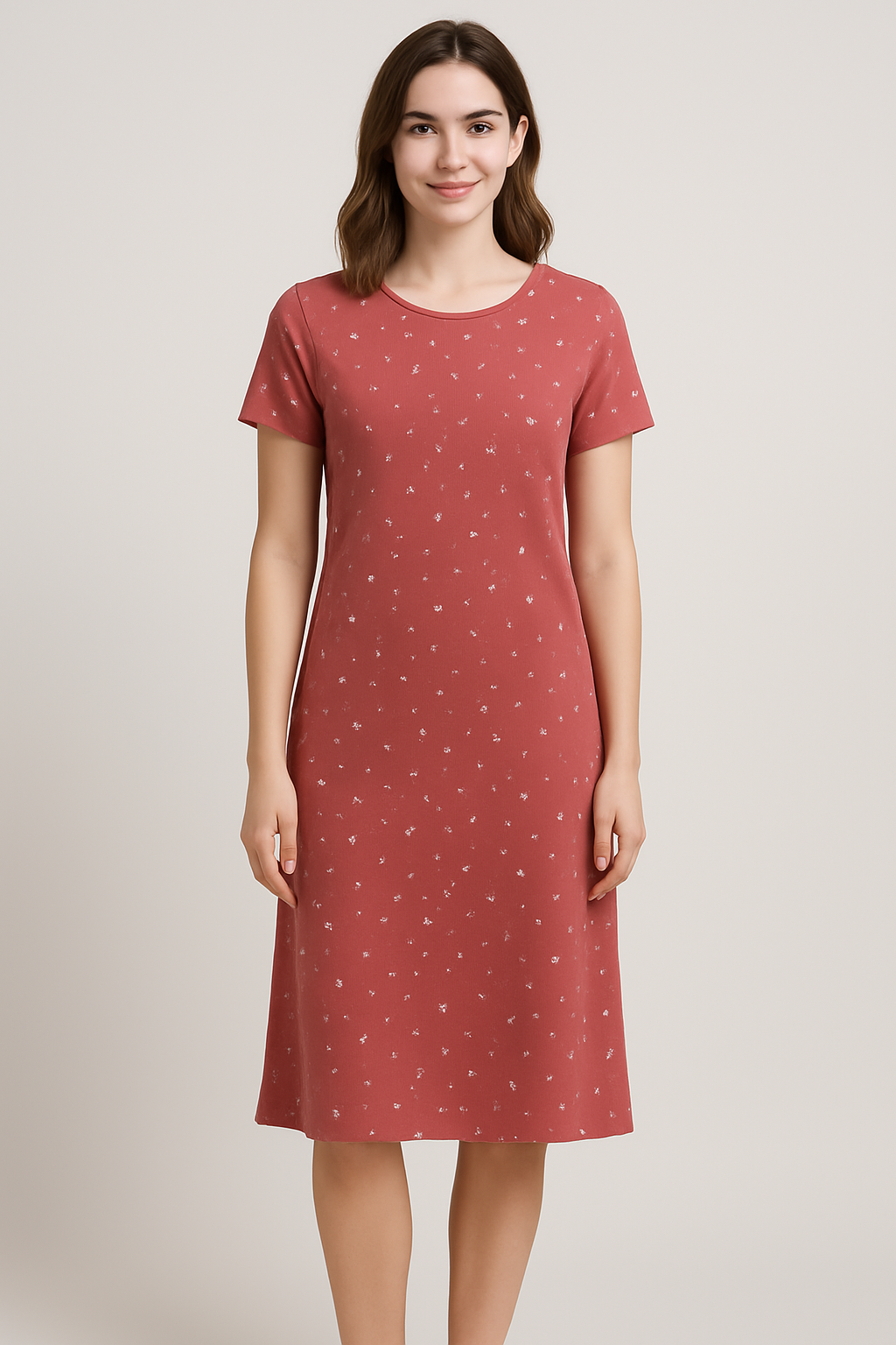 Women's Long POLO A-Line Top (Brick Maroon Stars)